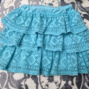 Juicy Couture Turquoise Lace Tiered Skirt